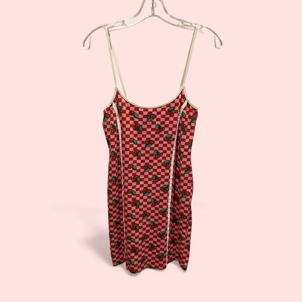 Dolls Kill NGOrder checkered cherry bomb bodycon dress mini